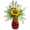 Sunflower, Maiden Hair & Coffee Leaf Artificial Arrangement